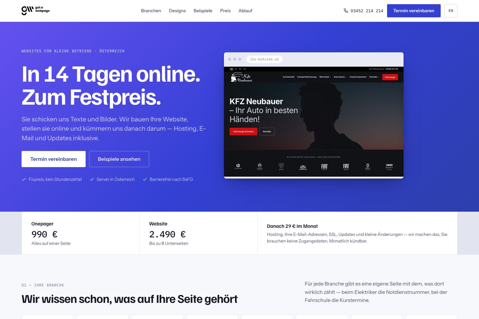 getawebpage : des sites web pour les petites entreprises, à prix fixe