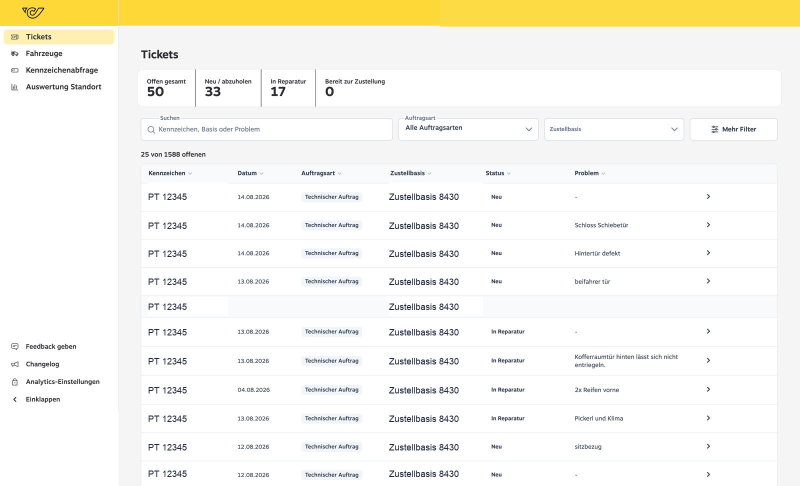 WUMS: a nossa app de frota e o portal para os Correios Austríacos 1